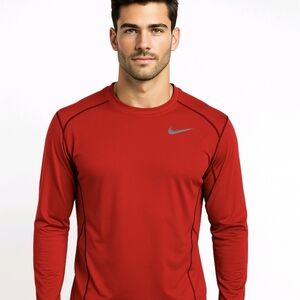 Nike Pro Combat Shirt Dri Fit Red Long Sleeve Round Neckline Lightweight…
